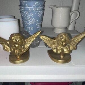 Vintage Brass Cherub Candle Holder Set of 2 Vintage Brass
